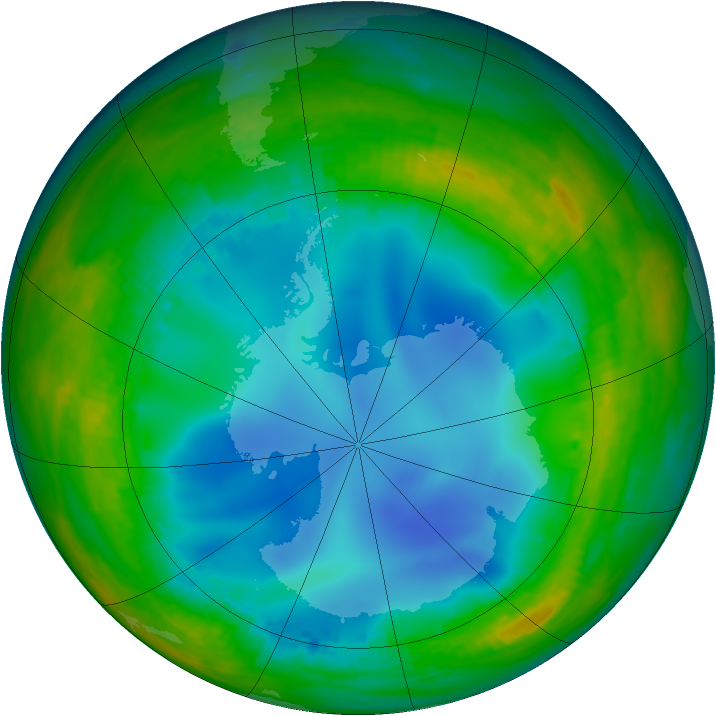 Antarctic ozone map for 18 July 2001